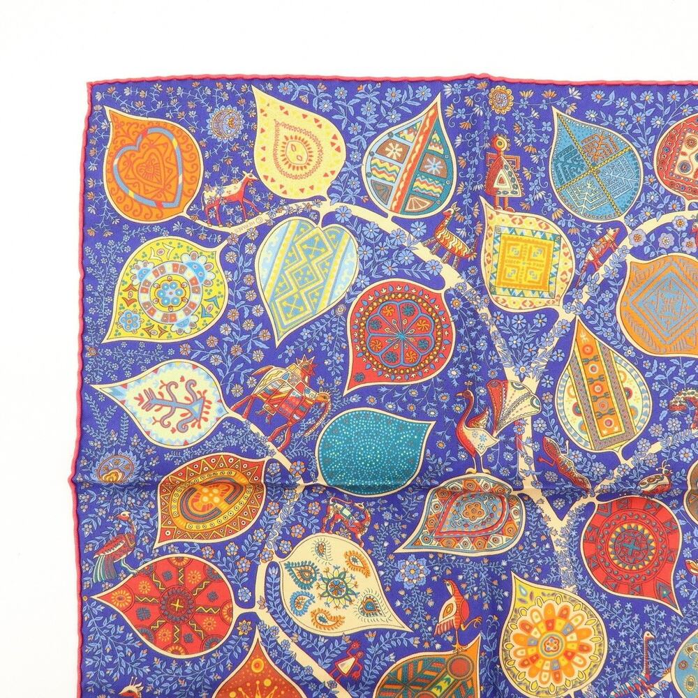 Hermes Carre 45 L'Arbre de Vie Silk Scarf Blue - Picture 8 of 10